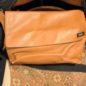 Brown leather messenger bag